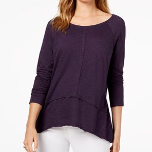 Style & Co. Purple Cotton High-low Top