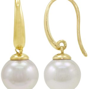 Majorica White Pearl Earrings, 18k Gold Over Sterling Silver Organic Man Made Pearl Drops
