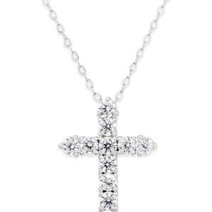 Danori Metallic Silver-tone Crystal Cross Pendant Necklace