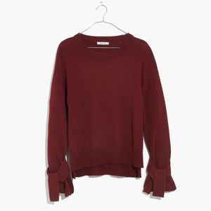 MW Red Tie-cuff Pullover Sweater