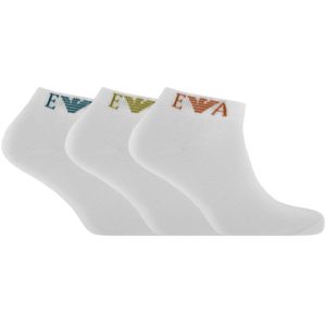 Armani White Emporio 3 Pack Trainer Socks for men