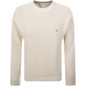 Calvin Klein White Jeans Waffle Knit Jumper for men