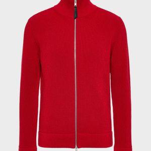 Maison Margiela Red Knit Zip-Up Cardigan for men