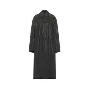 Maison Margiela Black Foil-Printed Trench Coat