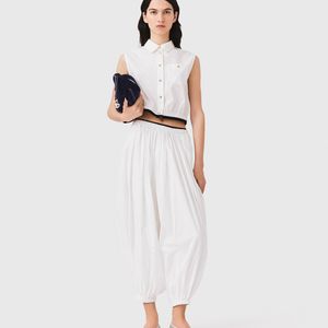 Maje White Cropped Sleeveless Shirt