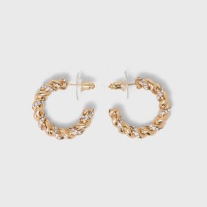 Maje White Twisted Rhinestone Hoop Earrings