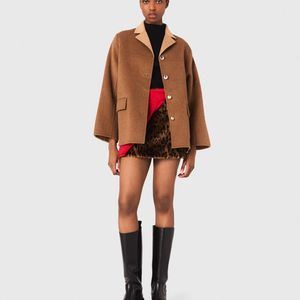 Maje Natural Double-Faced Mid-Length Coat