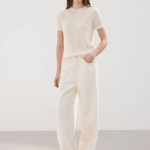 Mango Natural Short-Sleeved Knitted Sweater