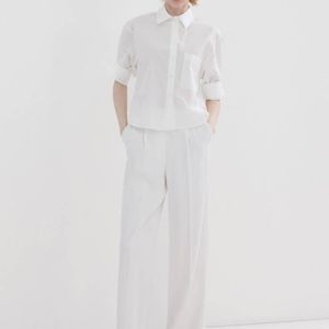 Mango White Pearl Pocket Shirt