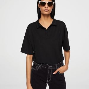 Mango Black Button-down Collar Polo Shirt for men