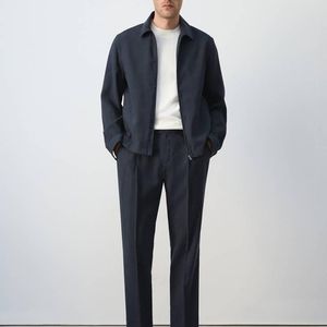 Mango Blue Modal Zip Jacket for men