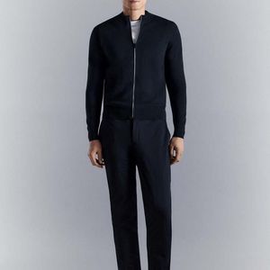 Mango Blue Comfort Stretch Knit Cardigan for men