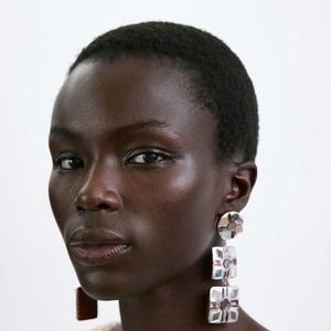 Mango Brown Resin Pendant Earrings