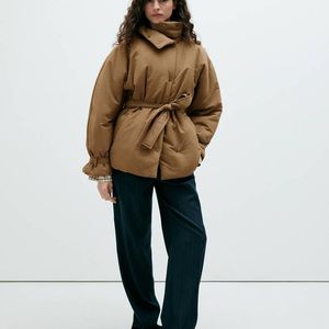 Mango Natural Belt Puffer Coat