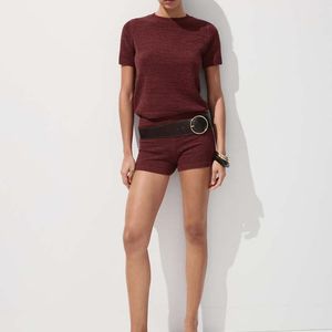 Mango Red Short-Sleeved Knitted Sweater