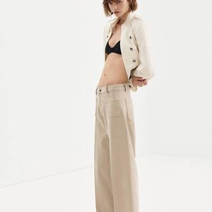 Mango White Wide-Leg Patch Pocket Jeans