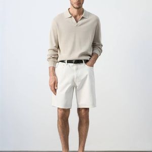 Mango Natural Straight-Fit Denim Bermuda Shorts for men
