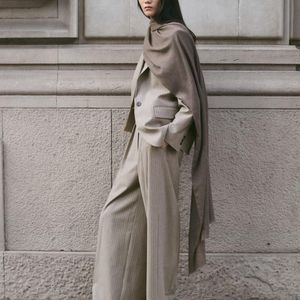 Pantalon Costume Laine Mélangée Marron Moyen Mango