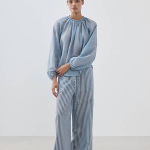 Mango Blue Flowy Pyjama Shirt