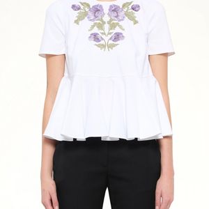 McQueen White Cotton Piquet Top