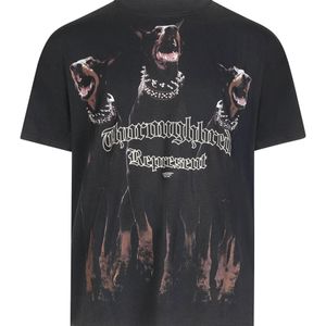 Represent Black Thoroughbred T-Shirt, Round Neck, Short Sleeves, 100% Cotton, Size: Small for men