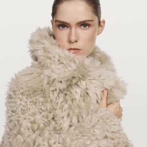 MASSIMO DUTTI Natural Short Leather Coat With Fur