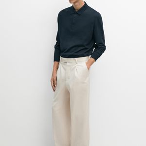 MASSIMO DUTTI Blue 100% Cotton Darted Pants for men