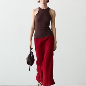 MASSIMO DUTTI 100% Linen Flared Midi Skirt