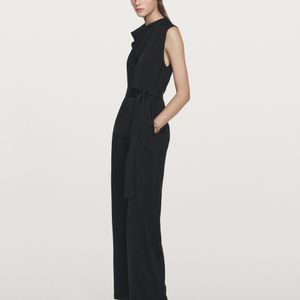 MASSIMO DUTTI White Flowing Satin Jumpsuit