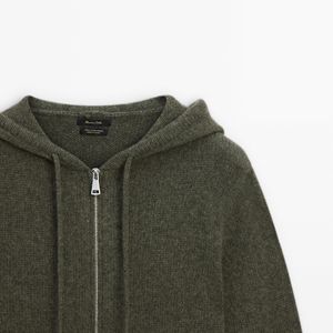 MASSIMO DUTTI 100% Cashmere Hooded Cardigan