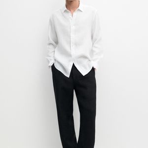 MASSIMO DUTTI White 100% Linen Slim Fit Shirt for men