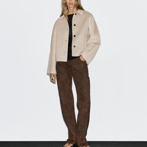 MASSIMO DUTTI White Short Wool Blend Coat