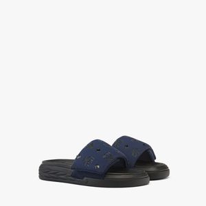 MCM Blue Slide Sandals In Monogram Neoprene for men