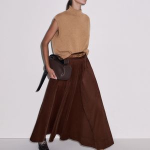 ME+EM Brown Micro Cord Maxi Skirt + Belt