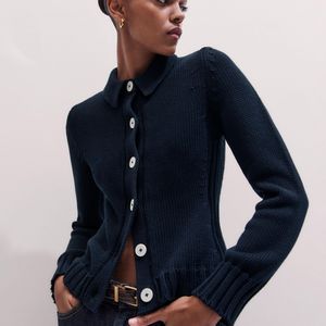 ME+EM Blue Slim Collared Cardigan