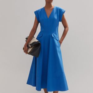 ME+EM Blue Tailored Flare Midi Dress