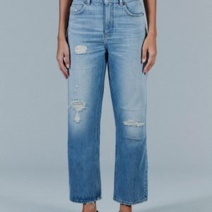 ME+EM Blue Authentic Relaxed Rip + Repair Jean
