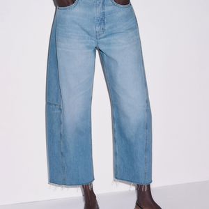 ME+EM Blue Cropped Exaggerated Taper Jean