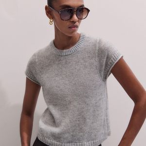 ME+EM Grey Merino Cashmere Silk Shrunken Baby Tee