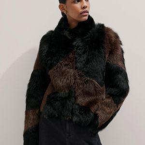 ME+EM Black Statement Patchwork Coat