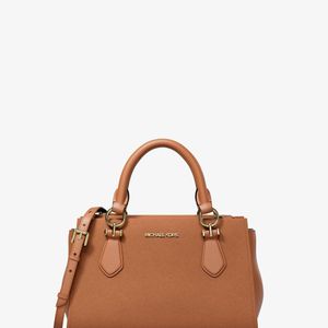 Michael Kors Outlet Brown Mk Marilyn Small Leather Satchel