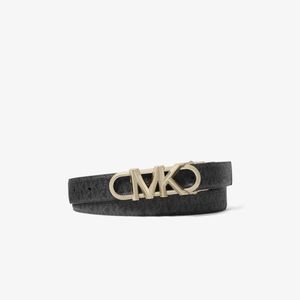 MICHAEL Michael Kors White Reversible Empire Leather And Signature Logo Belt