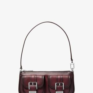 MICHAEL Michael Kors Red Mk Zoe Small Burnished Leather Pochette