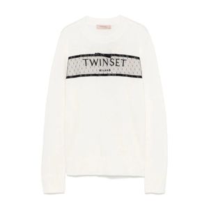 Twinset White Round-Neck Knitwear