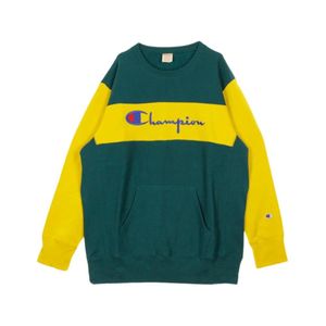 Champion Color Block Kangaroo Pocket Reverse Weave Crewneck Sweatshirt in het Geel voor heren