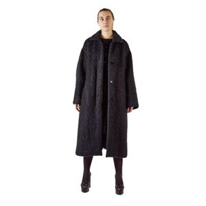 Jil Sander Long Mohair Coat in het Zwart