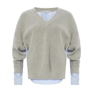 V-neck sweater di T By Alexander Wang in Grigio