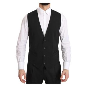 Dolce & Gabbana Grijze Bodywarmer Staff Regular Fit Formeel Vest in het Zwart voor heren