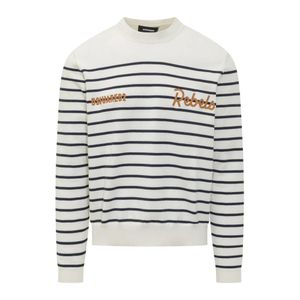 DSquared² Gestreifter Strickpullover in Weiß für Herren