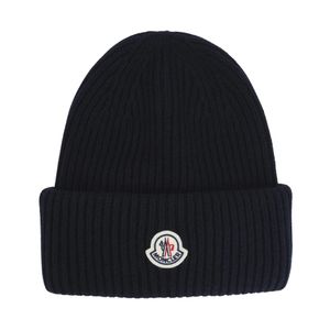 Moncler Ribbed Logo-Patch Muts in het Zwart voor heren